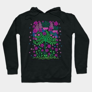 FLOWER BURST Floral Botanical Still Life Flowers in Bright Fuchsia Hot Pink Purple Green Blue - UnBlink Studio by Jackie Tahara Hoodie